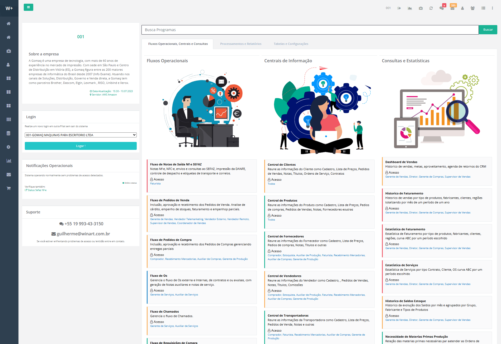 Tela inicial do Sistema